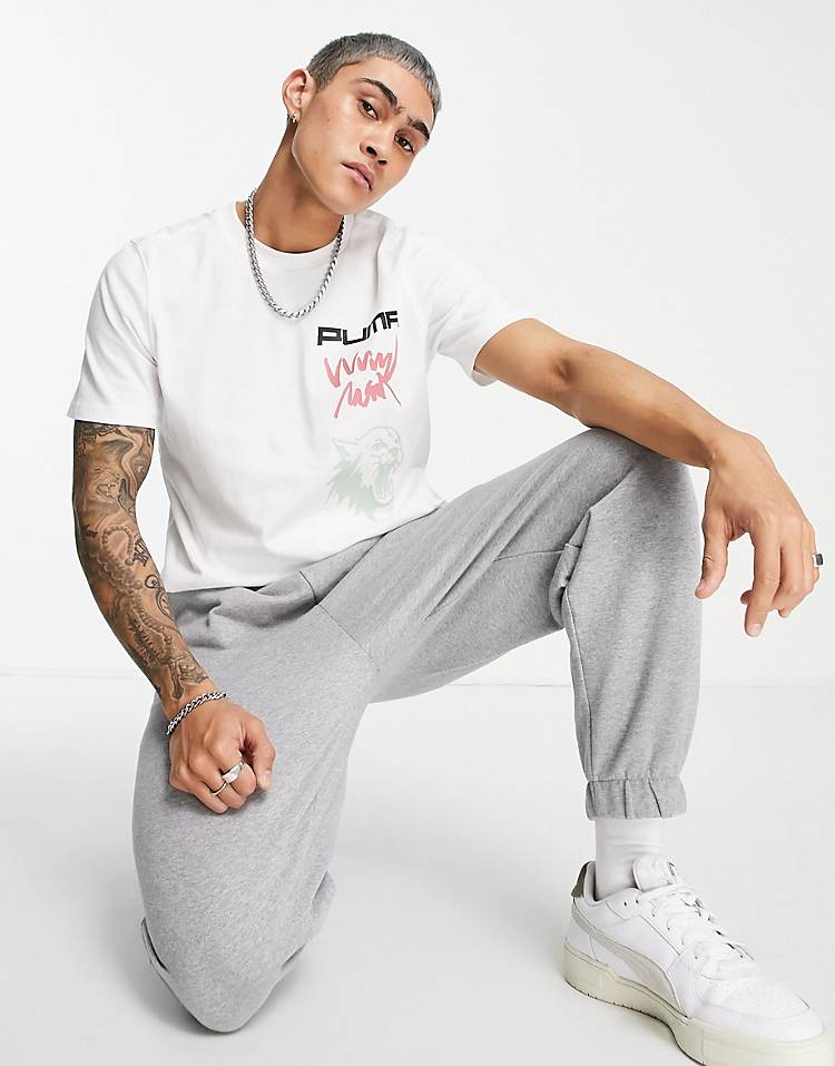 Puma Hoops logo t-shirt in white